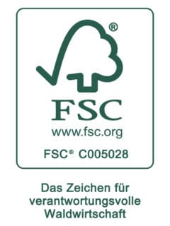 Logo FSC als Zeichen für verantwortungsvolle Waldwirtschaft